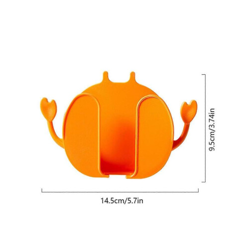 (Orange) Wall Holder Organizer Storage Box Mobile Phone Plug Wall Mounted Remote Control Zekai 2