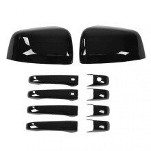 (Set) Car Exterior Door Handle Trim Cover With Rearview Mirror Cover Frame Replacement For Jeep Grand Cherokee Wk2 Wl 2011-2023