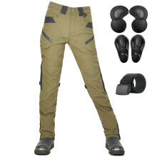Damen Motorradhose mit Gürtel Wasserfeste Winddichte Jeans Cargohose mit Abnehmbaren Protektoren Grün XS