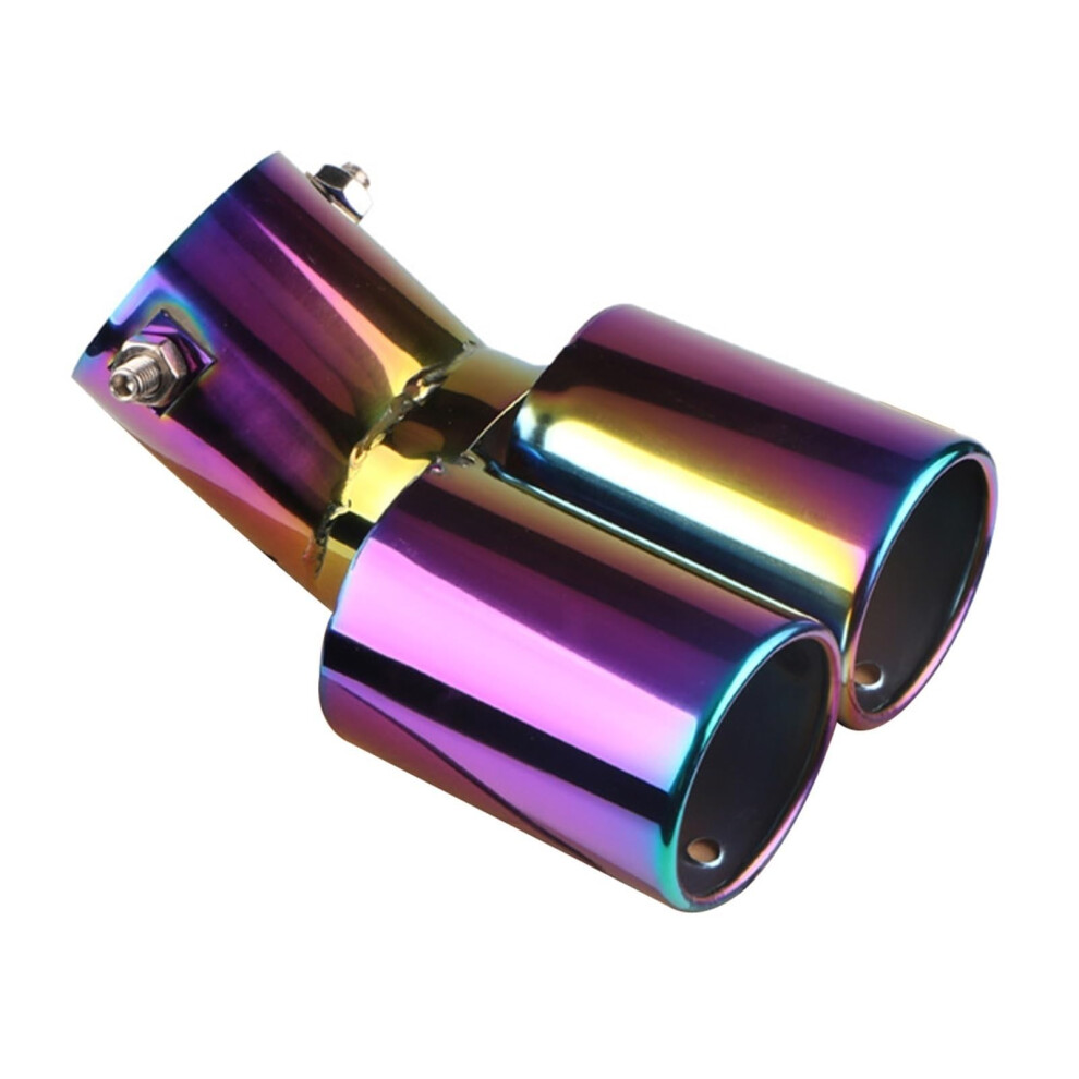 Universal Exhaust Tip 2.5 Inch Id Inlet, Curved Dual Exhaust Pipe, Straight Cut, Full Color Stainless Steel Tailpipe 6482260288758