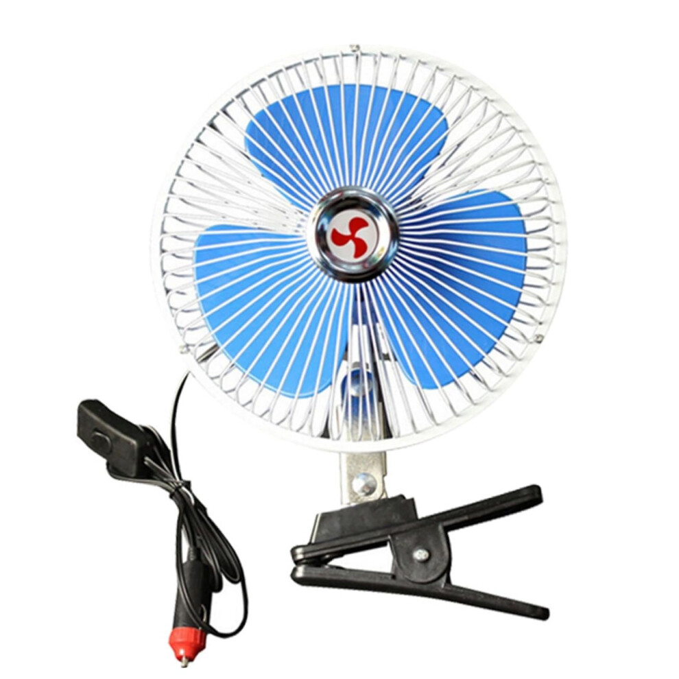 8 Inch Portable Car Fan - 12V Oscillating Clip-On Window Fan - Car Cooling Fan For Vehicles Blue 6482260288956