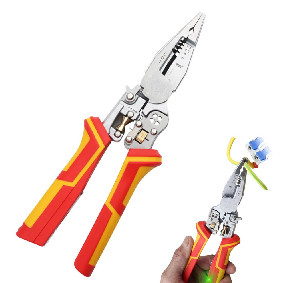 9 In 1 Wire Stripper With Voltage Tester, Multifunctional Electrician Pliers And Cable Scissors For Stripping And Winding 6447073288807