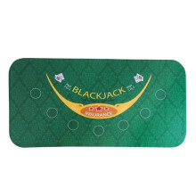 Table Game Felt Mat for Poker, 24 x 47 Inches Suede Rubber Black Jack 21 Dots Baccarat Green Pattern Tablecloth