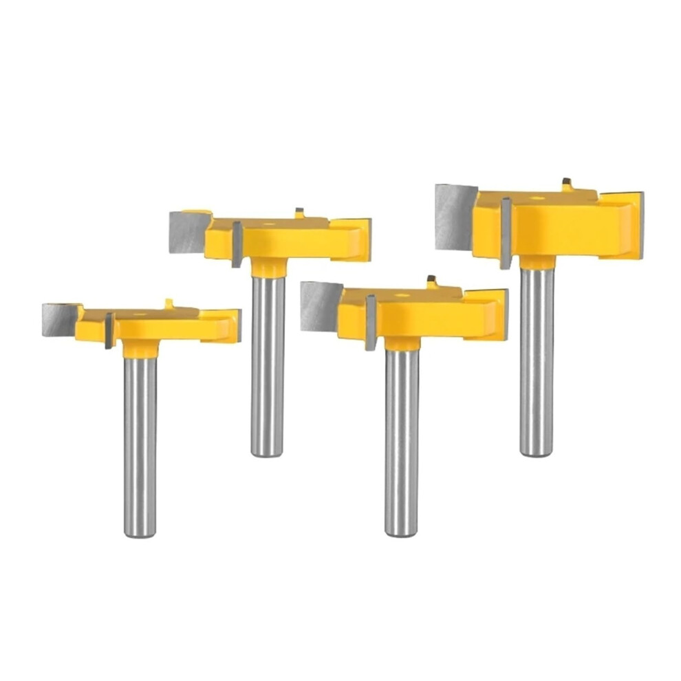 6Mm 6.35Mm Shank Z4 T Type Router Bits Set With 4 Carbide Woodworking Tools For Planing And Milling Wood 6038364994301