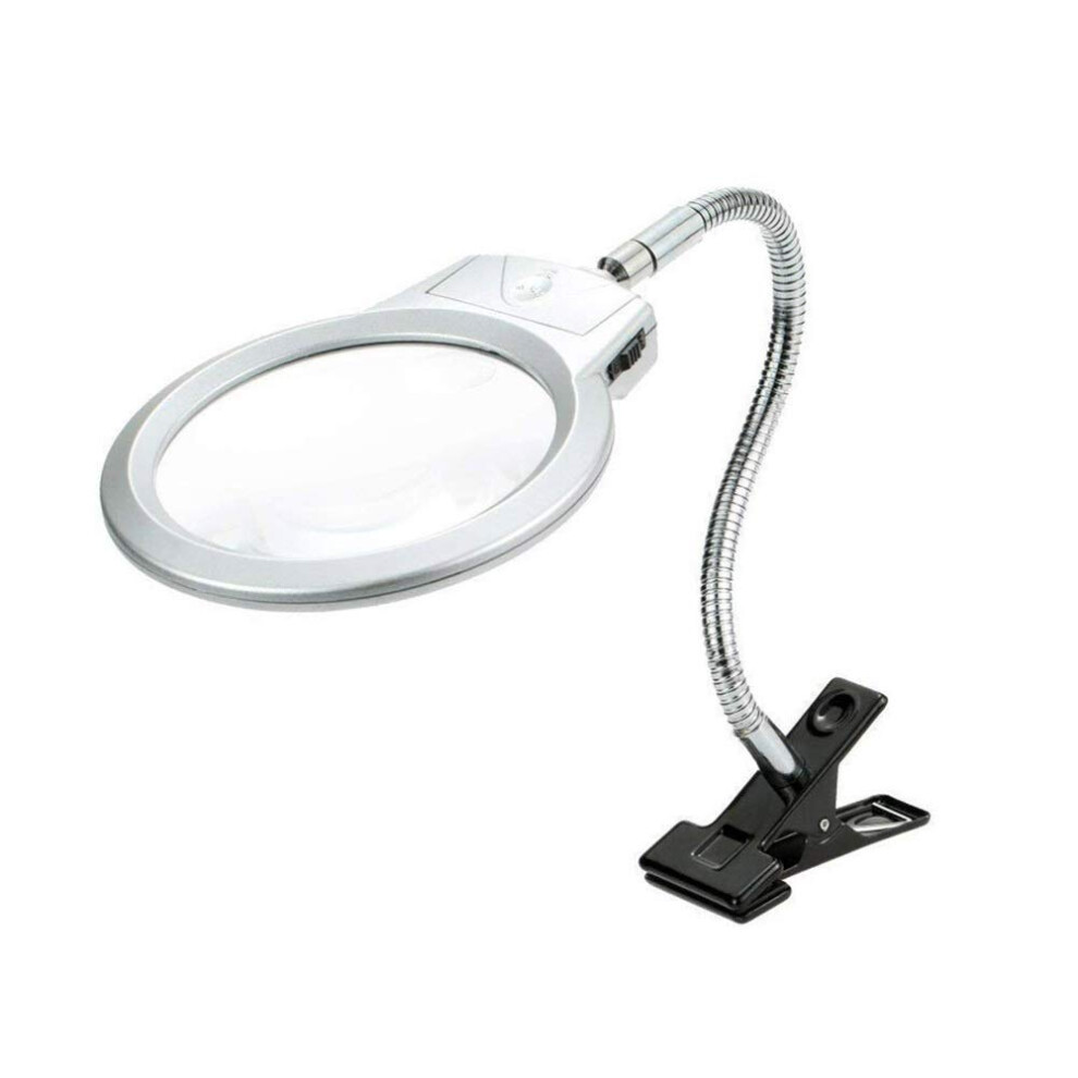 Magnifying Glass with LED Desk Lamp, Adjustable Hands-Free Magnifier with Folding Stand for Reading, Ideal for Seniors with Vision Impairment