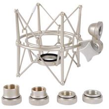 Microphone Shock Mount Holder, Adjustable Metal Stand for Recording Microphones, Champagne Gold Finish