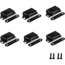 Set of 6 Closet Magnets, Black Magnetic Stainless Steel, Heavy Duty, with Screws