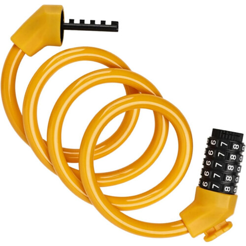 5 Digit Combination Cable Lock for Bicycles, Resettable Security Lock, Yellow, Durable and Weather-Resistant Design 2