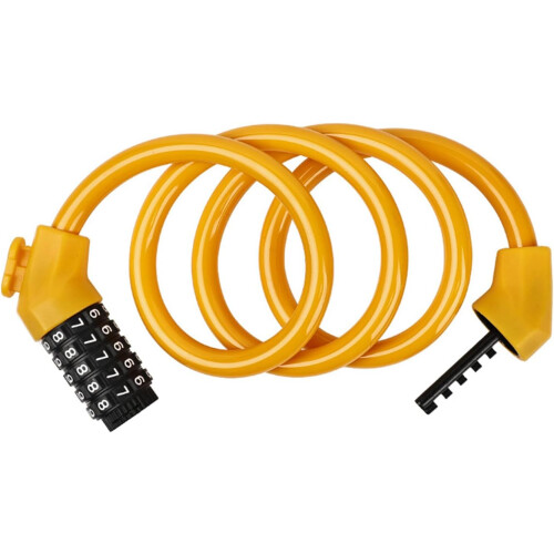 5 Digit Combination Cable Lock for Bicycles, Resettable Security Lock, Yellow, Durable and Weather-Resistant Design 1