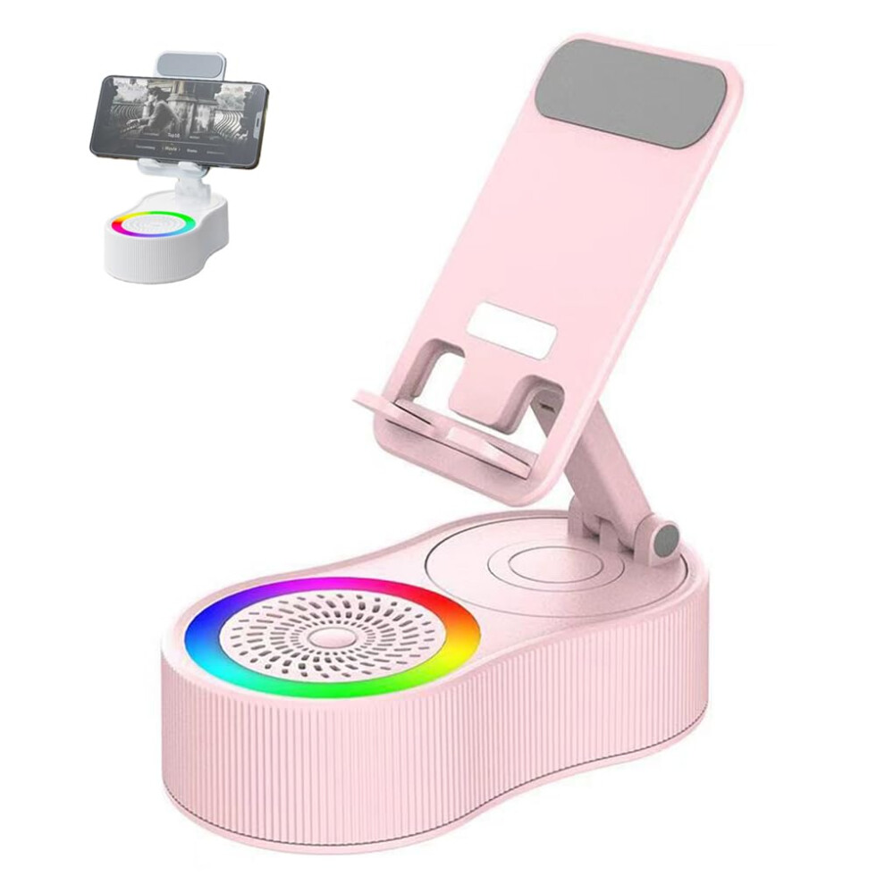 Dock Bluetooth Speaker Stand With 360 Degree Rotation, Foldable Phone Charger & Rgb Ambient For All Smartphones, Light/Pink 6482260293813