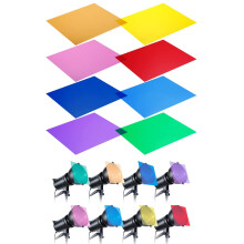 Colour Films Gel Pack of 8 Transparent Colour Filters 29.7 x 21 cm Heat Resistant for Photo Studio Strobe LED Lights