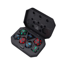 Rechargeable Dice with Charging Case, Colorful Luminous Polyhedral Dice Set for Dungeons and Dragons Tabletop RPG, 7 LEDs