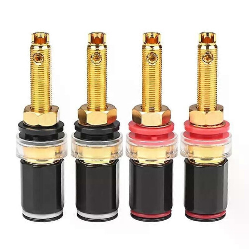 4Pcs Hifi Speaker Terminal Binding Post Pure Copper Gold Plated Amplifier Connector Replacement For