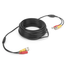 Câble d'alimentation vidéo BNC+DC, 3 conducteurs, 15 m / 49,2 ft, noir