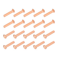 Copper Full Rivets 1/8" x 35/64" Round Head, 100 Pack Metal Fasteners for Electrical Applications, Copper Finish