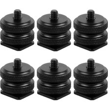 Camera Hot Shoe Mount with 6 Screws, 1/4 Inch Adapter for DSLR, Digital Cameras, and Photographic Equipment (Black)