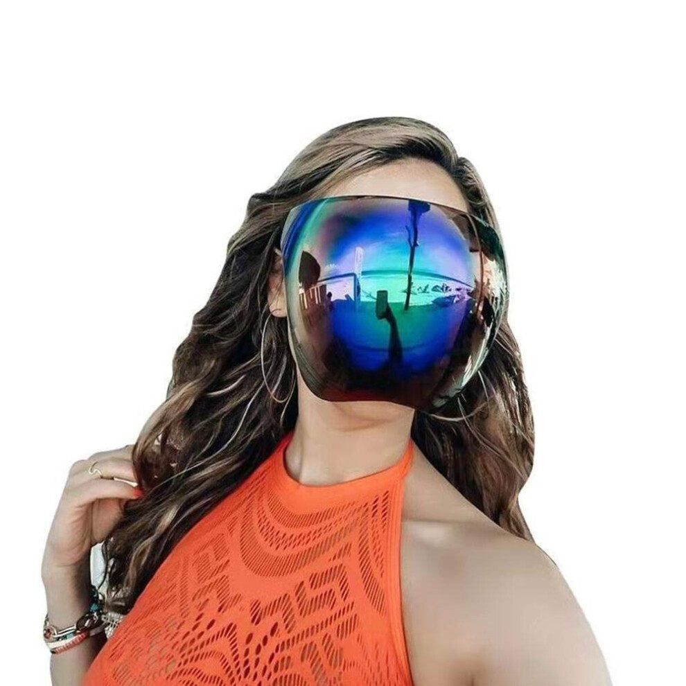Full Face Visor Safety Glasses With Mirror Shield And Anti-Fog Protection, Uv400 Sunglasses, Real Blue Color 6038364997616