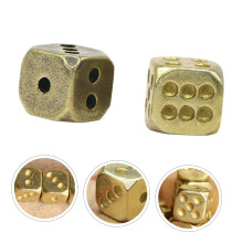 Solid Brass Antique Style Dice Set - 2 Pieces for Club Games, Bar Supplies, and Collectibles, Random Design