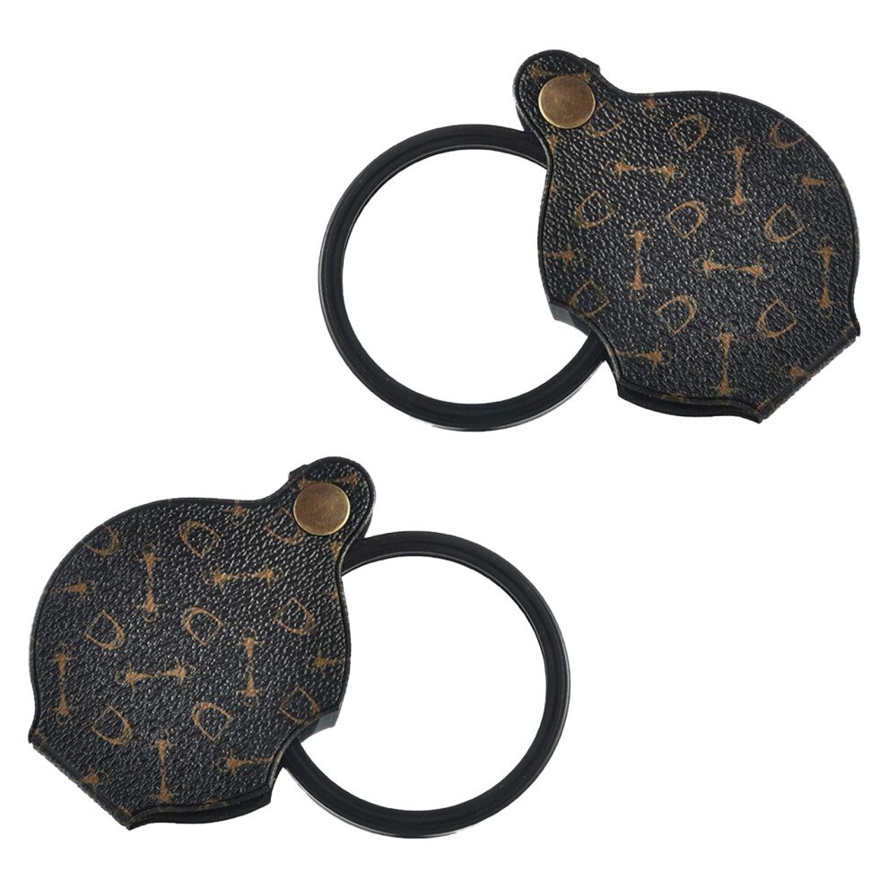 Professional 15x Magnification Glass Lens Portable Foldable Magnifying Glass with Leather Case and Protective Covers