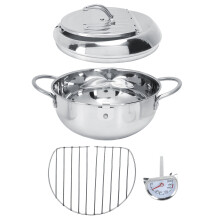 Edelstahl-Backofen mit 2,2 l Fassungsvermögen, Thermometer & Deckel, 20 cm