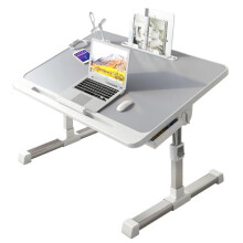 Adjustable Foldable Laptop Desk for Bed with USB Port, Storage Drawers, Portable Grey Workstation for Writing and Working