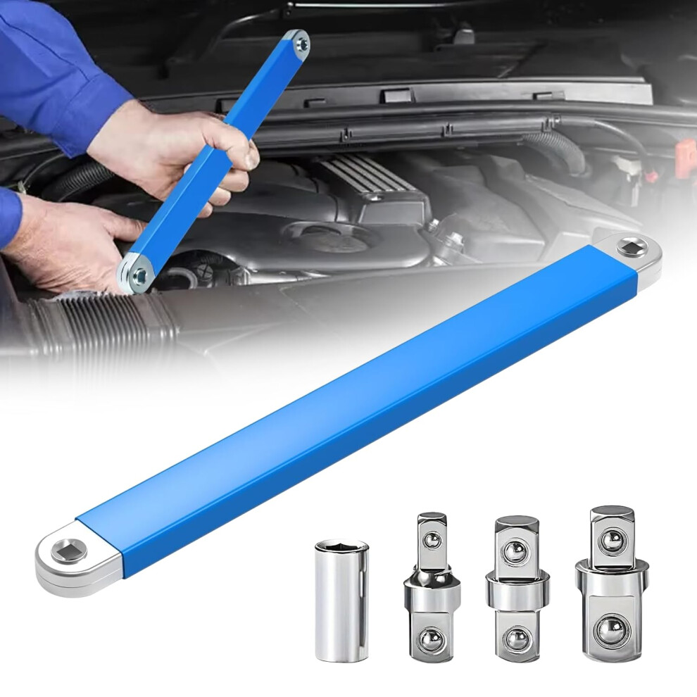 Offset Extension Wrench With 1/2 Inch, 1/4 Inch, 3/8 Inch Drive Adapters For Mechanics And Garage Craftsmen 6038364999450