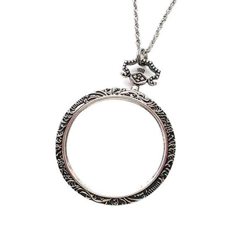 Portable Necklace Magnifying Glass, 10x Handheld Vintage Loupe Pendant, Decorative Gift Loupe for Libraries and Reading