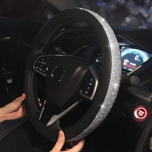 Crystal Steering Wheel Cover, Leather Steering Wheel Cover Bling Bling Rhinestone Crystals Car Crafts Steering Wheel Covers for Girls.