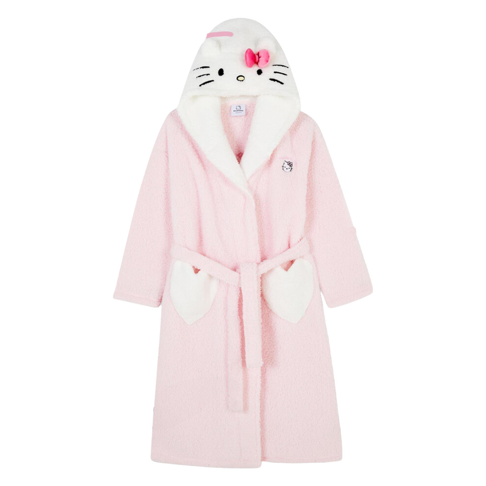 Hello Kitty Women's Pink / 3D Ears Borg Embroidered Dressing Gown