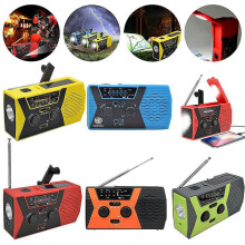 Emergency Solar Hand Crank Dynamo 4000mah Weather Radio Flashlight Charger Reading Light Orange