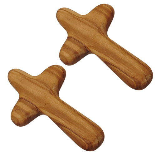 2 Pcs Olive Wood Handheld Wall for Home Rustic Decor