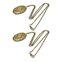 2 Pcs Oval Pendant Necklace Antique Locket Jewelry Memorial Photo
