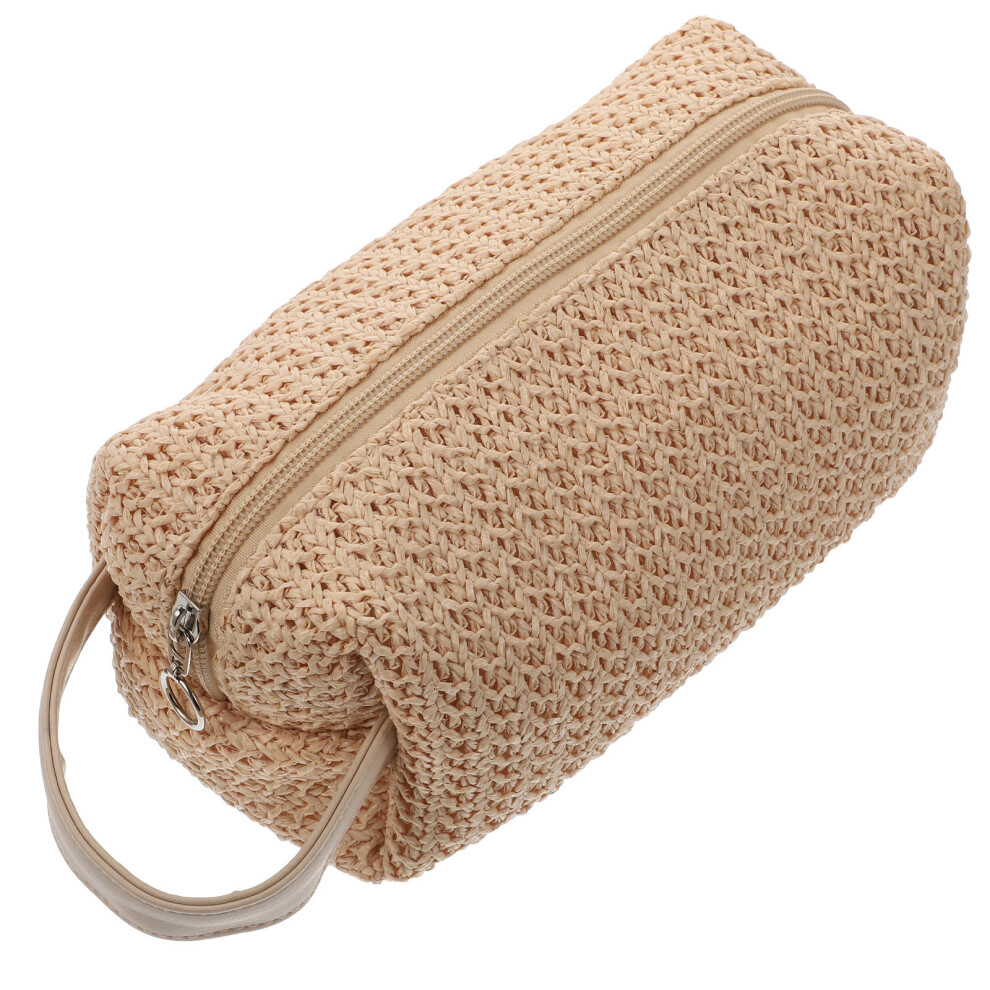Inoomp Summer Straw Bag Female Khaki Zipper Coin Purse For Office 1Pack