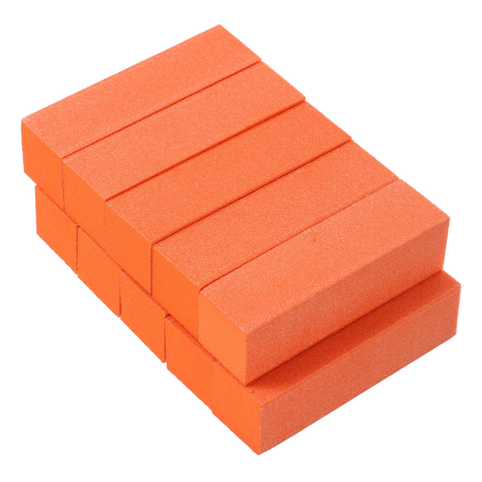 Artibetter Orange 10Pcs Dual Side Sponge Block Nail Files Durable Manicure Tools