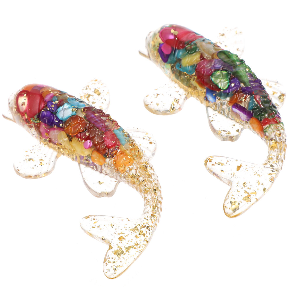 Fish Figurines Crystal Fish Ornament Colored Shell Stone 2pcs-image-OPC-PK88WXY-NEW
