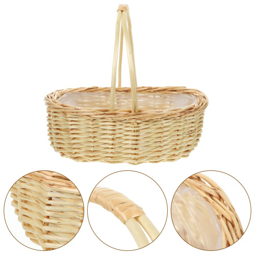 Woven Wicker Basket Wicker Woven Basket Beige 1set 1