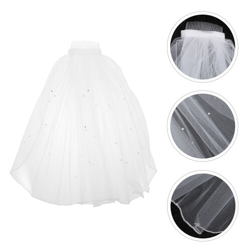 1set Wedding Veils For Brides Short In White Polyester Fibre 2