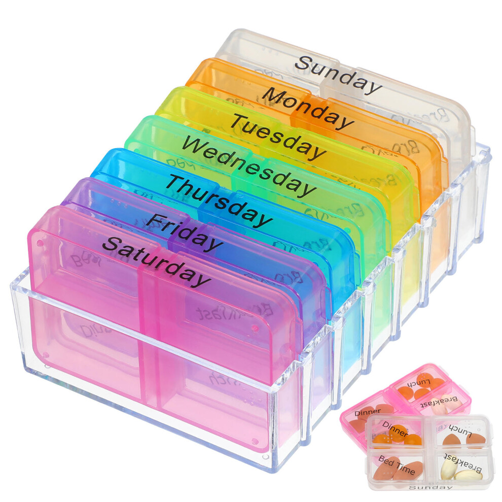 Vaguelly Large Daily Pill Organizer Pill Storage Assorted Color 1Set