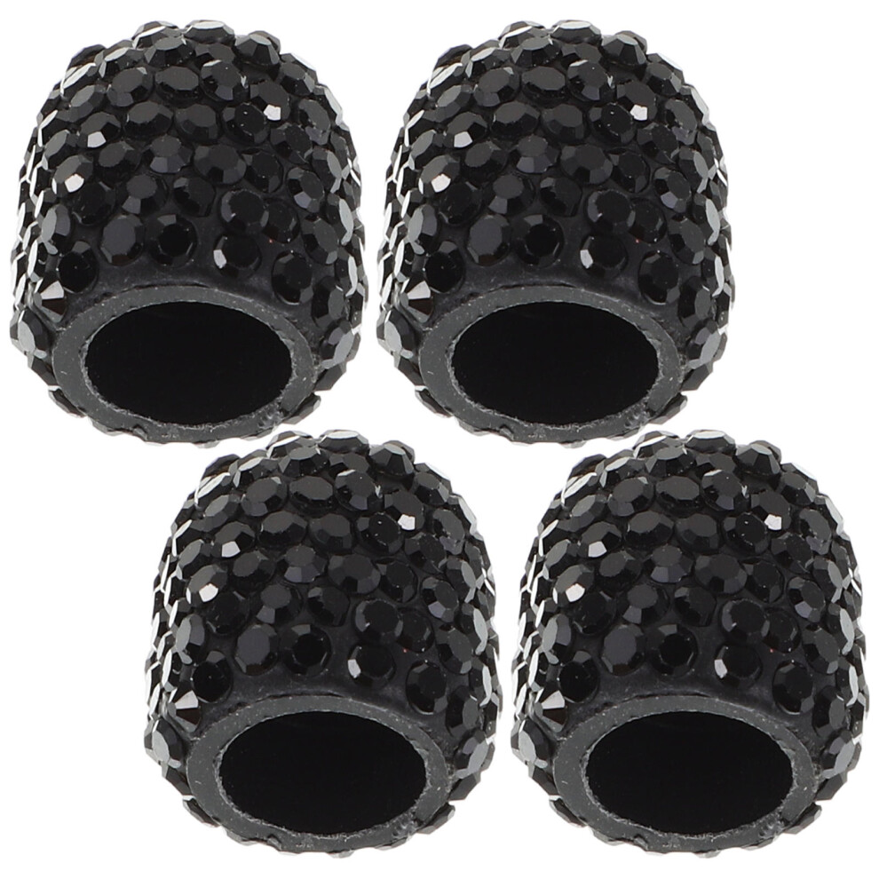Glowing Tire Valve Caps 4Pcs 0.63X0.59x0.59in Black 3161425061988