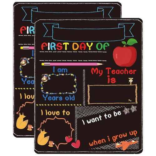 Raindrops  2 Pcs First Day Board Chalk Double Sided Blackboard Student 2