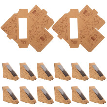 Manlingda 100 Kraft Paper Sandwich Wedge Containers With Window