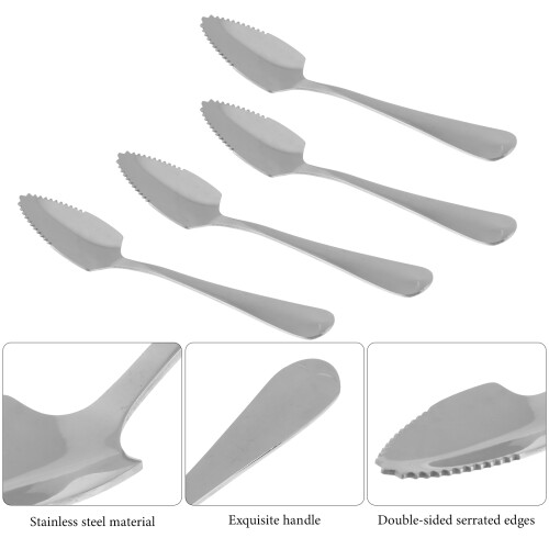 Stainless Steel Fruit Spoon Serrated Edge Mirror 4pcs 1