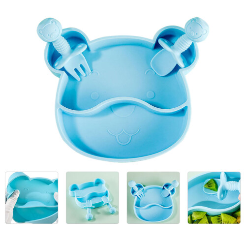 1 Set Child Friendly Design Silicone Plates For Infants 2