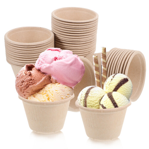 Pulp Cups Khaki 50pcs 2.95x2.95x1.85in 2