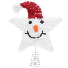 White Snowman Star Tree Topper Plastic Iron Xmas Decoration
