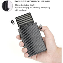 Men's Slim Wallet Airtag with Money Clip Rfid Blocking Credit Card Holder Simple Smart Wallet for Men with Gift Boxblack