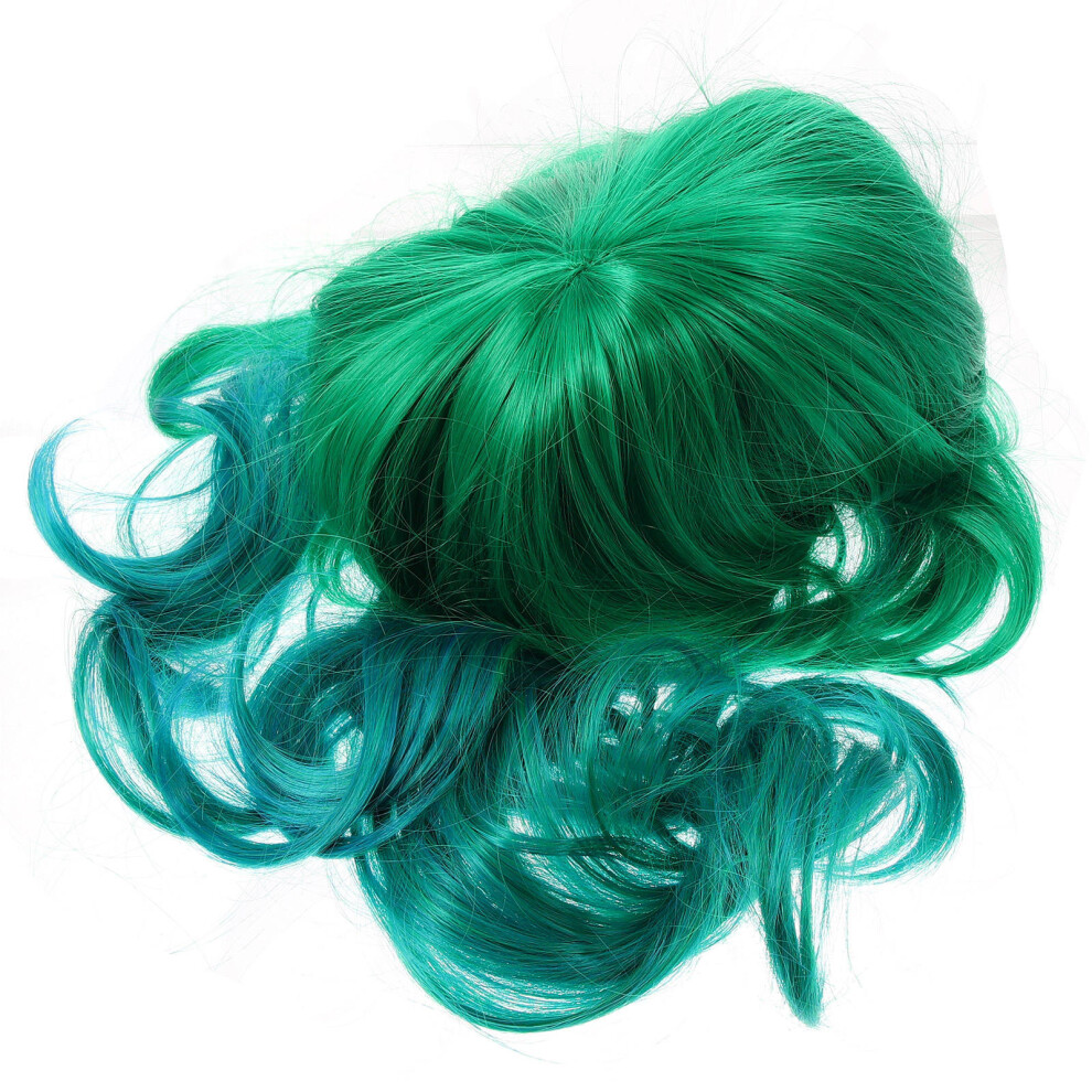 Inoomp High Temperature Silk Wig Women's Long Wavy Wigs For Cosplay Green