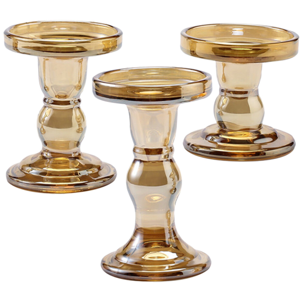 Masteelf 3 Pcs Taper Decoration Candlestick Ornament 8x8x8.5cm-image-OPC-PK89XGZ-NEW
