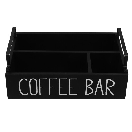 Scatola Organizer Nera in Legno Per Bustine Tè Caffè E Zucchero