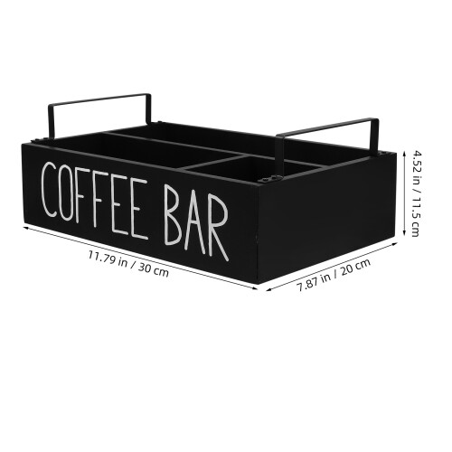 Scatola Organizer Nera in Legno Per Bustine Tè Caffè E Zucchero 1